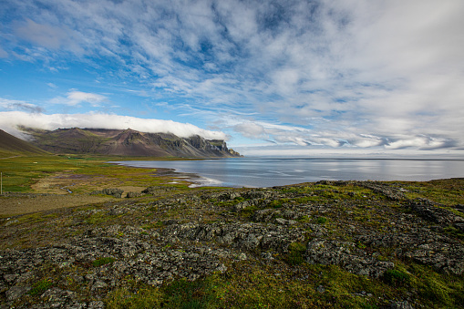 Looking from Stokksnes towards Eystrahorn mountains