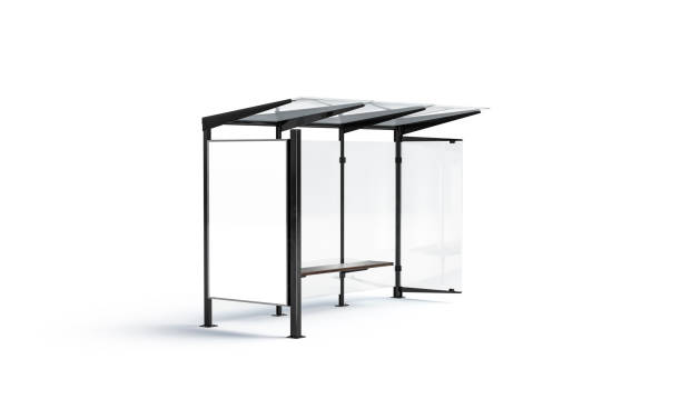 Blsnk white banner on bus stop mockup, isolated
