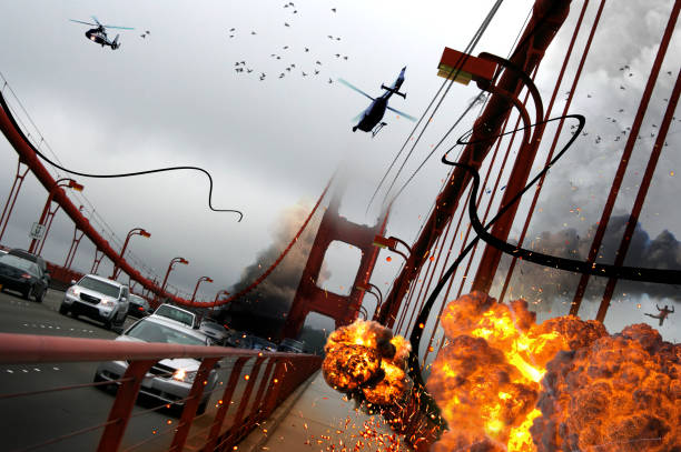 Chaos on Golden Gate Bridge stock photo