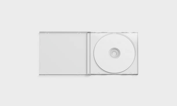 leere weiße transparente cd-gehäuse mockup geöffnet, ansicht von oben, - schallplatte hülle stock-fotos und bilder
