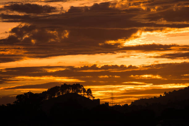 istock Colorful sun set horizon and remote hill 1171791972