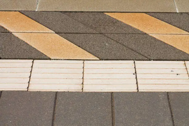 Texture of a Railway Platform at a german Trainstation with tracks for blind people