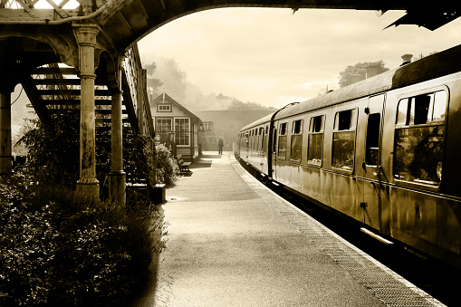Steam train at Sherringham Station, Norfolk, England, UK,
