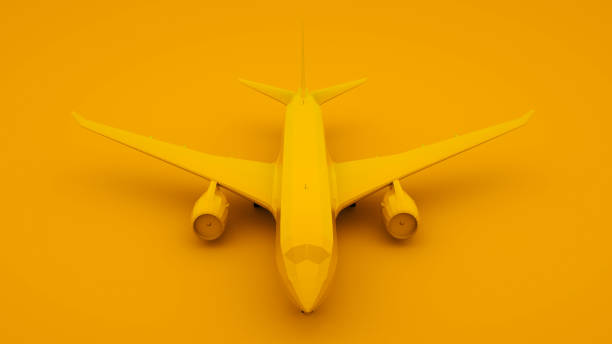 istock Plane, Yellow Background. Minimal idea concept. 3d illustration 1171793259