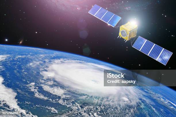 Monitoring Hurricane Satellite Above The Earth Makes Measurements Of The Weather Parameters And Movement Trajectory Elements Of This Image Furnished By Nasa Stock Photo - Download Image Now