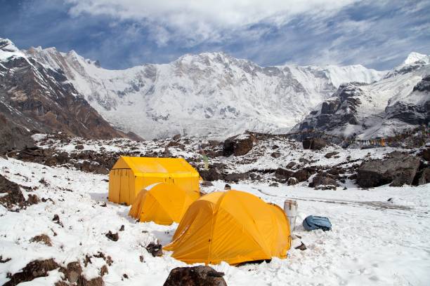istock Mount Annapurna with tents from Annapurna base camp 1171797164