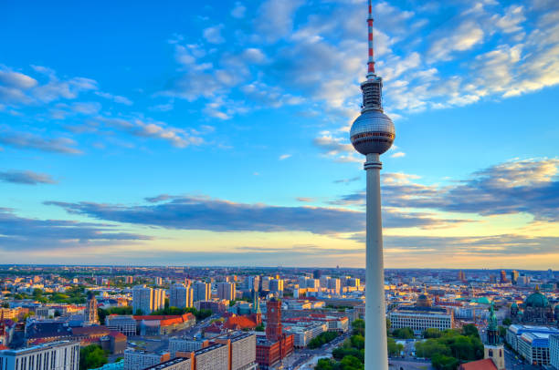 istock The Fernsehturm and Berlin, Germany at sunset 1171798413