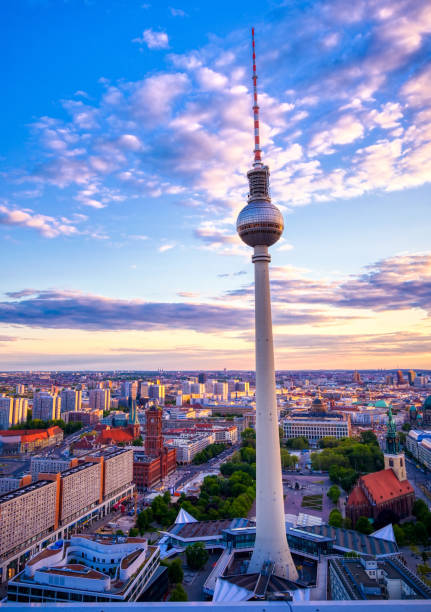istock The Fernsehturm and Berlin, Germany at sunset 1171798929
