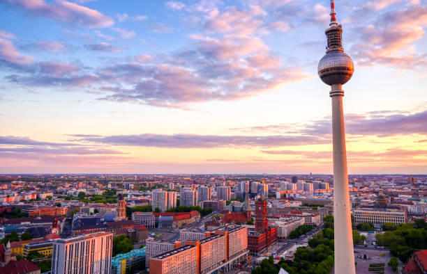 istock The Fernsehturm and Berlin, Germany at sunset 1171799110