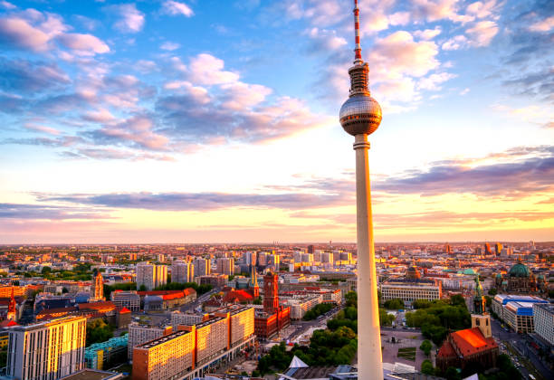 istock The Fernsehturm and Berlin, Germany at sunset 1171799126