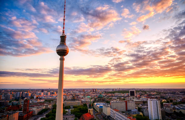istock The Fernsehturm and Berlin, Germany at sunset 1171799351