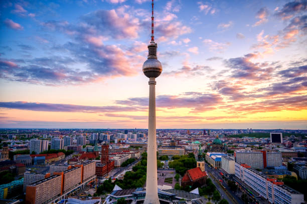 istock The Fernsehturm and Berlin, Germany at sunset 1171799383