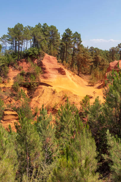 istock Ochre Trail in Roussillon, Hiking path in orange ocher cliffs surrounded by green forest in Provence, Southern France 1171799460