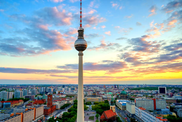 istock The Fernsehturm and Berlin, Germany at sunset 1171799502