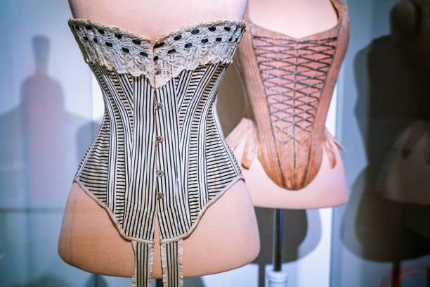Retro corset on a tailor's dummy. stock photo