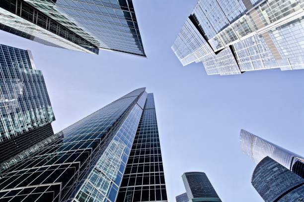 istock Office and residential skyscrapers on clear blue sky background 1171800427