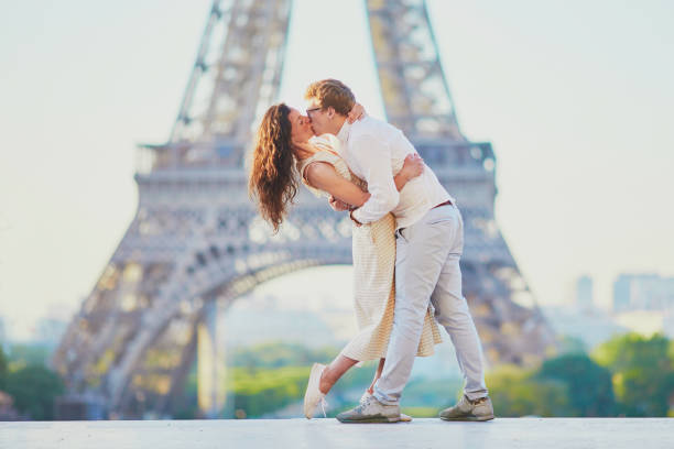 istock Happy romantic couple in Paris, near the Eiffel tower 1171800600