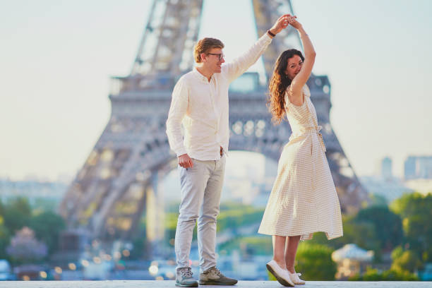 istock Happy romantic couple in Paris, near the Eiffel tower 1171800614