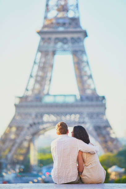 istock Happy romantic couple in Paris, near the Eiffel tower 1171800620