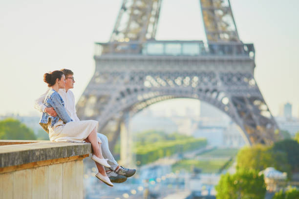 istock Happy romantic couple in Paris, near the Eiffel tower 1171800647