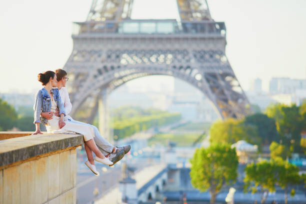 istock Happy romantic couple in Paris, near the Eiffel tower 1171800662
