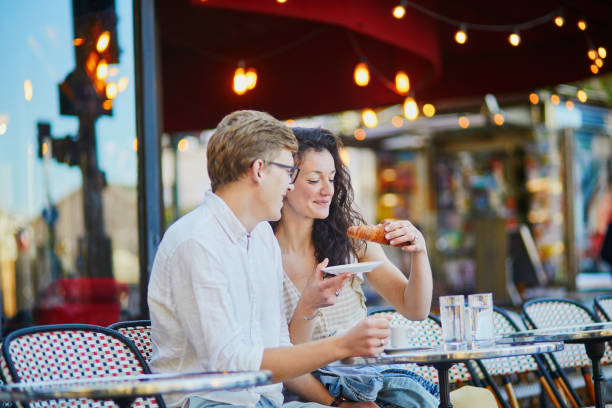 istock Happy romantic couple in Paris, drinking coffee 1171800695