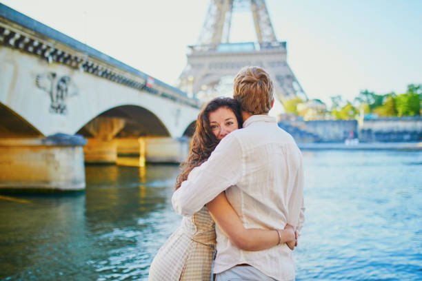 istock Happy romantic couple in Paris, near the Eiffel tower 1171800737