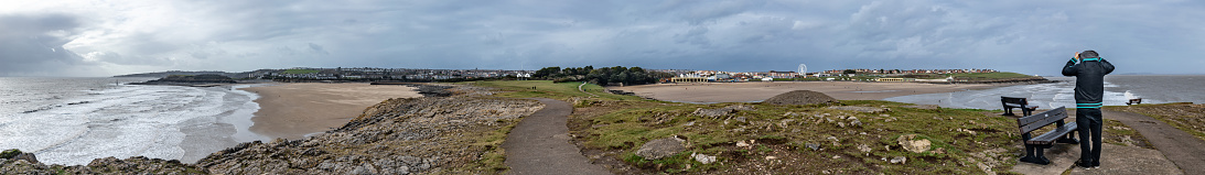 Panoramic View on Whitmore Bay in Wales.