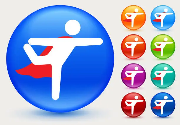 Vector illustration of Superhero with Cape Fitness Icon