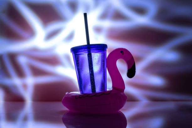 istock Inflatable ring pink toy. Rubber flamingo for pool. Tropical dri 1171806496