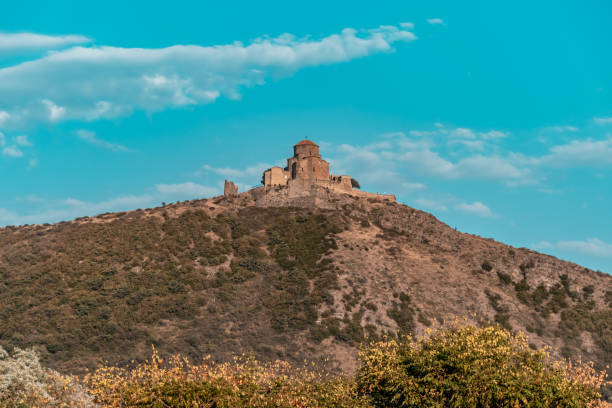 View of Jvari Monastery near Mtskheta. UNESCO world heritage in Georgia. Travel.
