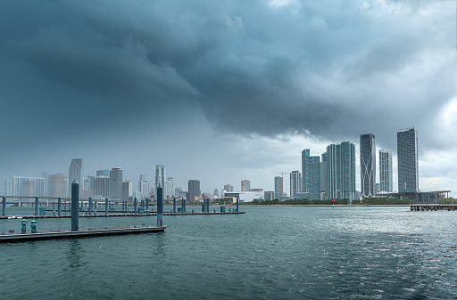 The city of Miami under the influence of a cyclonic depression in the summer.