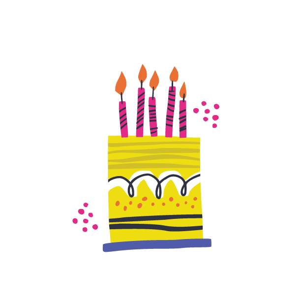 tort urodzinowy wektor ręcznie rysowane ilustracja - birthday cupcake cake candy stock illustrations