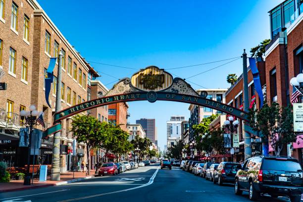 san diego-bairro gaslamp (distrito) - san diego county - fotografias e filmes do acervo