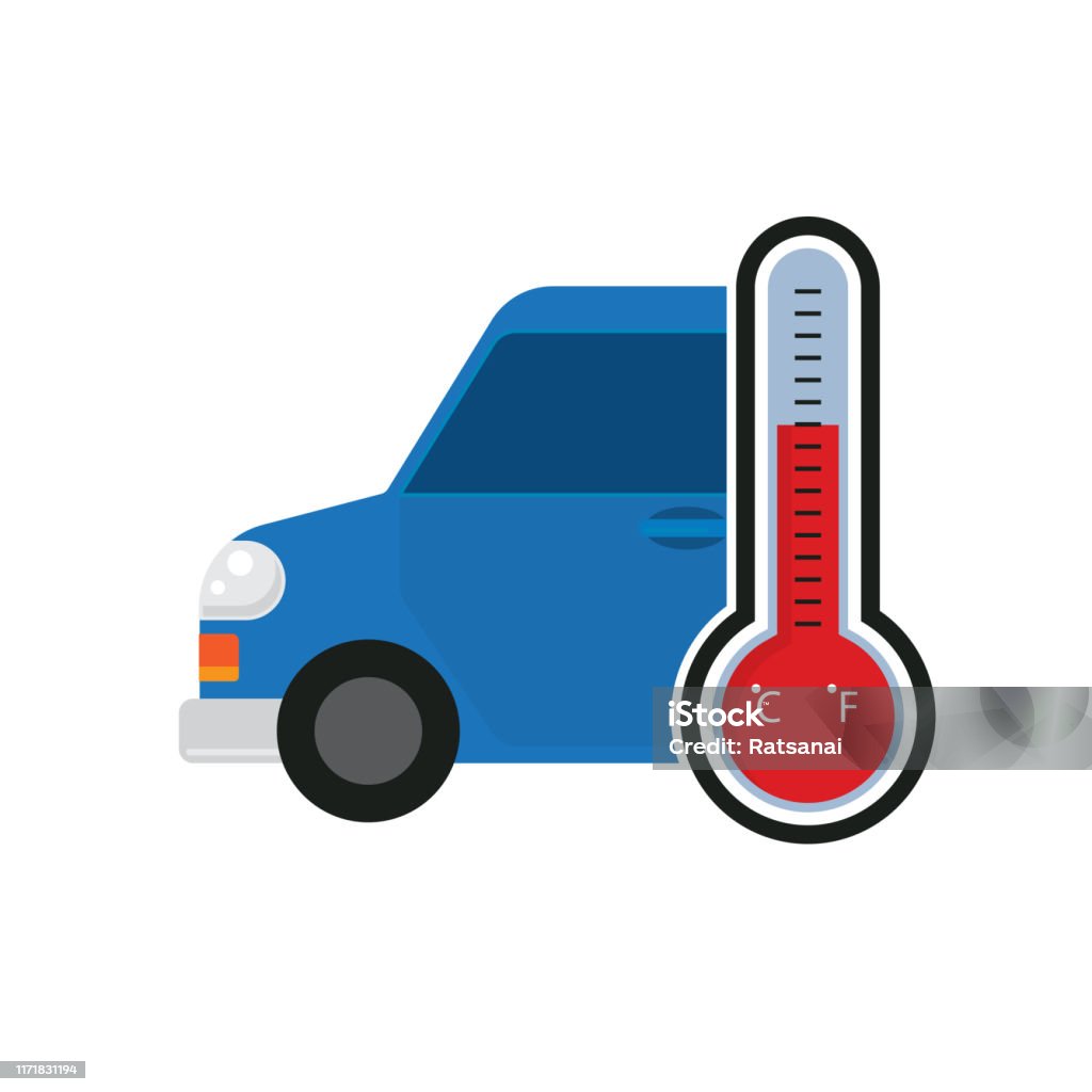 Car Termometer Vector Car Temperature Stock Illustration - Download Image Now - Car, Heat ...