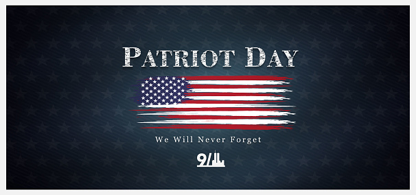 September 11, patriot day background, we will never forget, united states flag posters, modern design vector illustration