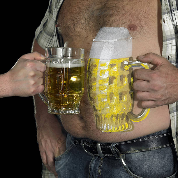 man and painted beer belly