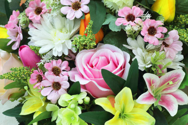 istock Decoration artificial flower on wall background, Beautiful flower 1171840183