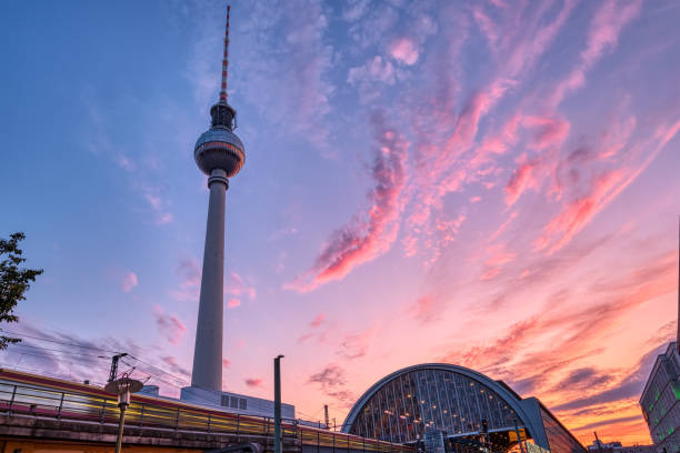 istock Local train with motion blur and the famous Television Tower 1171849970