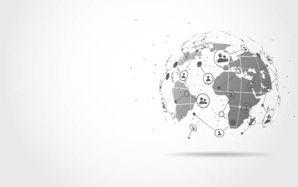 istock Global network connection. World map point and line composition concept of global business. Vector Illustration 1171850854