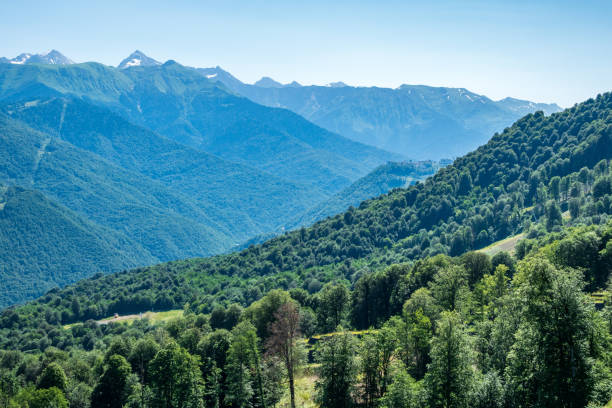 istock View over the Green Valley, surrounded by high mountains on a clear summer day 1171851722