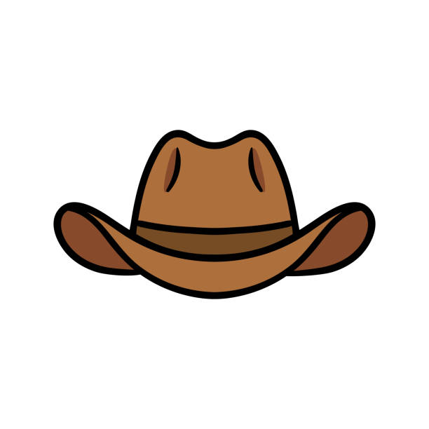 cartoon kowboj kapelusz wektor ilustracja - cowboy hat illustrations stock illustrations