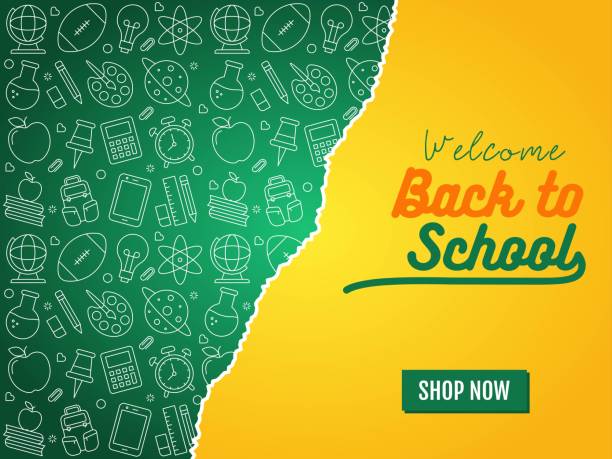 Back to school poster template, vector illustration Back to school, school supplies bacground for poster template, vector illustration back to school stock illustrations