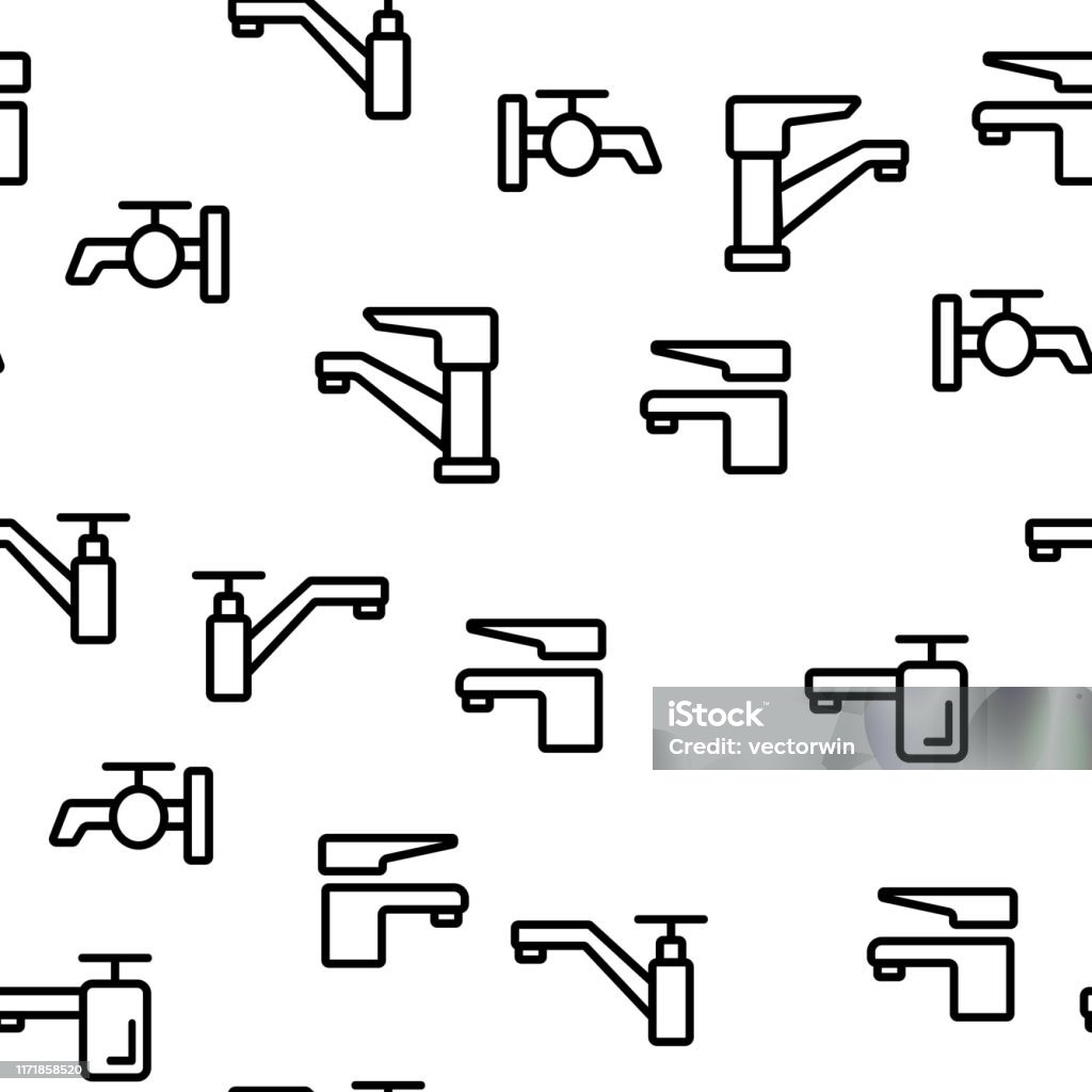 Different Faucet Seamless Pattern Vector Stock Illustration - Download ...