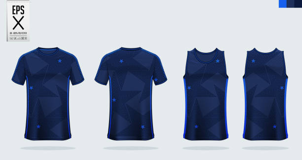 ilustrações de stock, clip art, desenhos animados e ícones de t-shirt sport mockup template design for soccer jersey, football kit, tank top for basketball jersey and running singlet. sport uniform in front view and back view. vector. - soccer sports uniform soccer uniform jersey