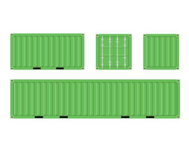 Light green Shipping Cargo Container for Logistics and Transportation Isolated On White Background Vector Illustration Light green Shipping Cargo Container for Logistics and Transportation Isolated On White Background Vector Illustration merchandiser stock illustrations