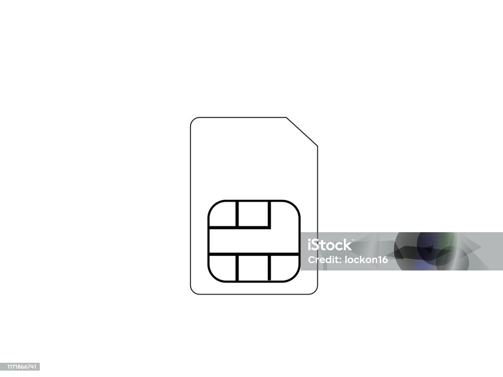 Sim Slot Outline Outline Sim Card On White Background Vector Illustration Stock ...
