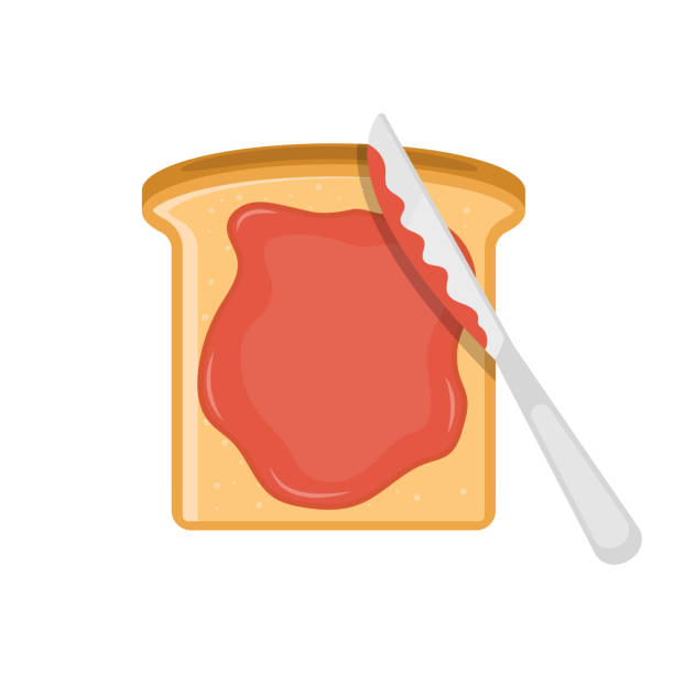 поджаренный ломтик хлеба с вареньем на верхней векторной иллюстрации дизайна изолированы на белом фоне - strawberry isolated fruit white background stock illustrations