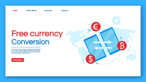 Free currency conversion landing page vector template. Financial transaction website interface idea with flat illustrations. International money transfer homepage layout. Web banner, webpage concept Free currency conversion landing page vector template. Financial transaction website interface idea with flat illustrations. International money transfer homepage layout. Web banner, webpage concept free html web templates stock illustrations