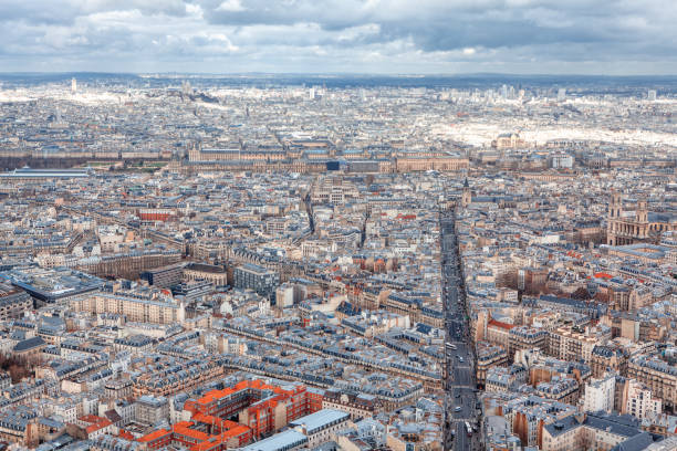 Paris panoramic aerial city view